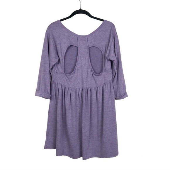 Altar'd State Purple Button Front 3/4 Sleeve Open Back Shift Dress Size XS - Picture 3 of 6